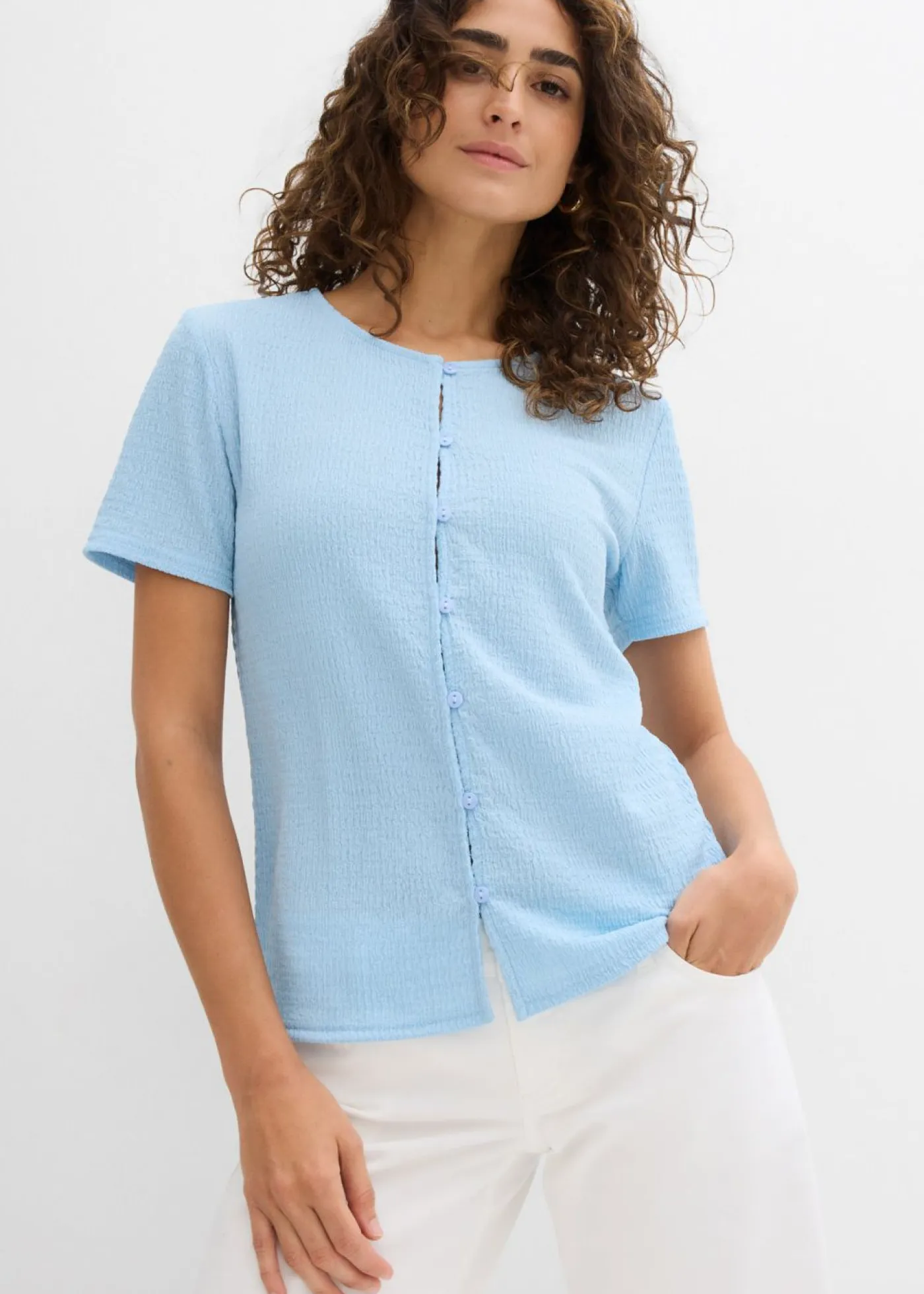 New Camiseta con estructura y botones Mujer Camisetas