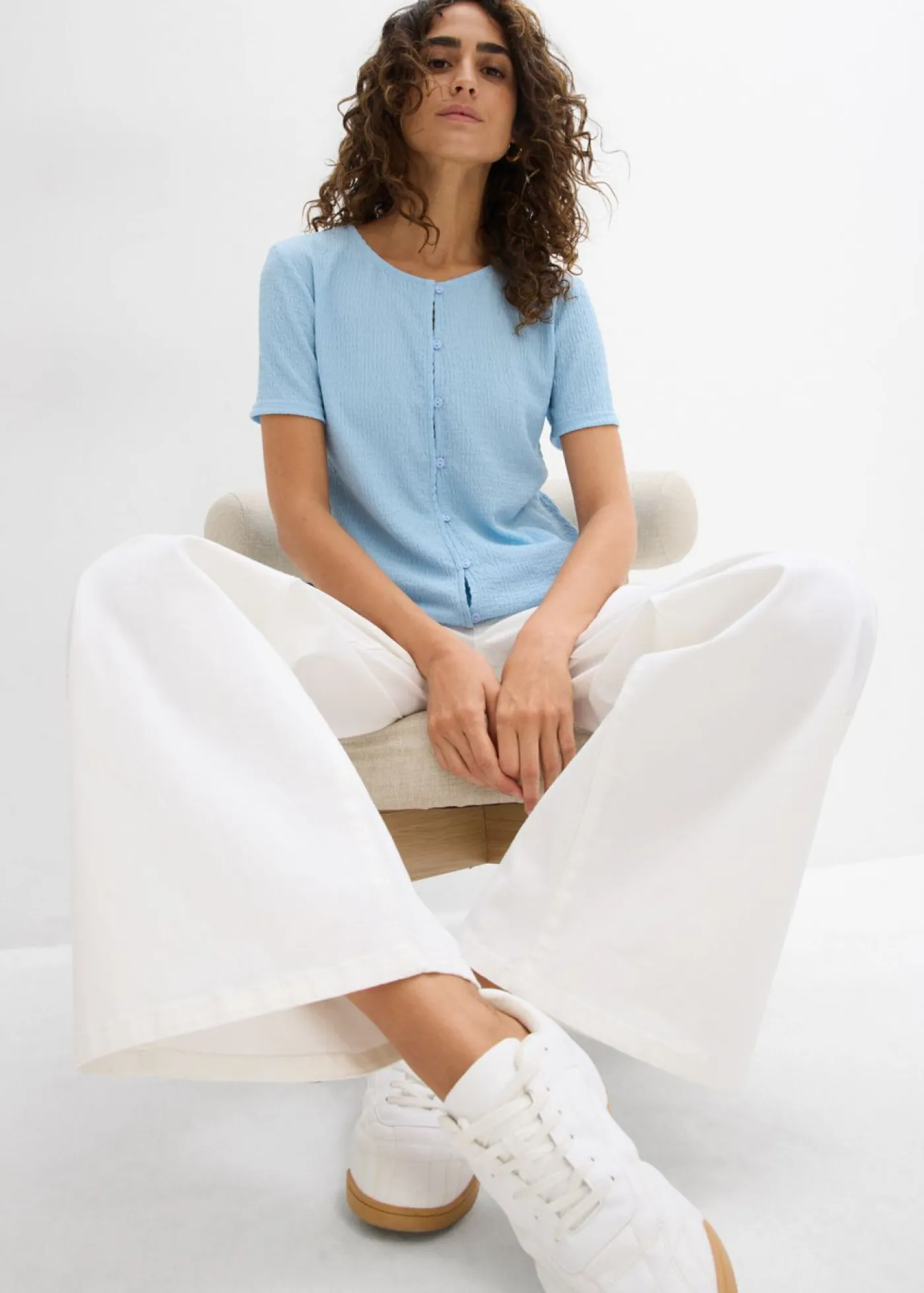 New Camiseta con estructura y botones Mujer Camisetas