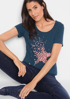 Sale Camiseta con hilo flameado y manga corta Mujer Camisetas