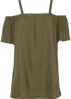 Best Camiseta con hombros al descubierto de viscosa suave Mujer Camisetas