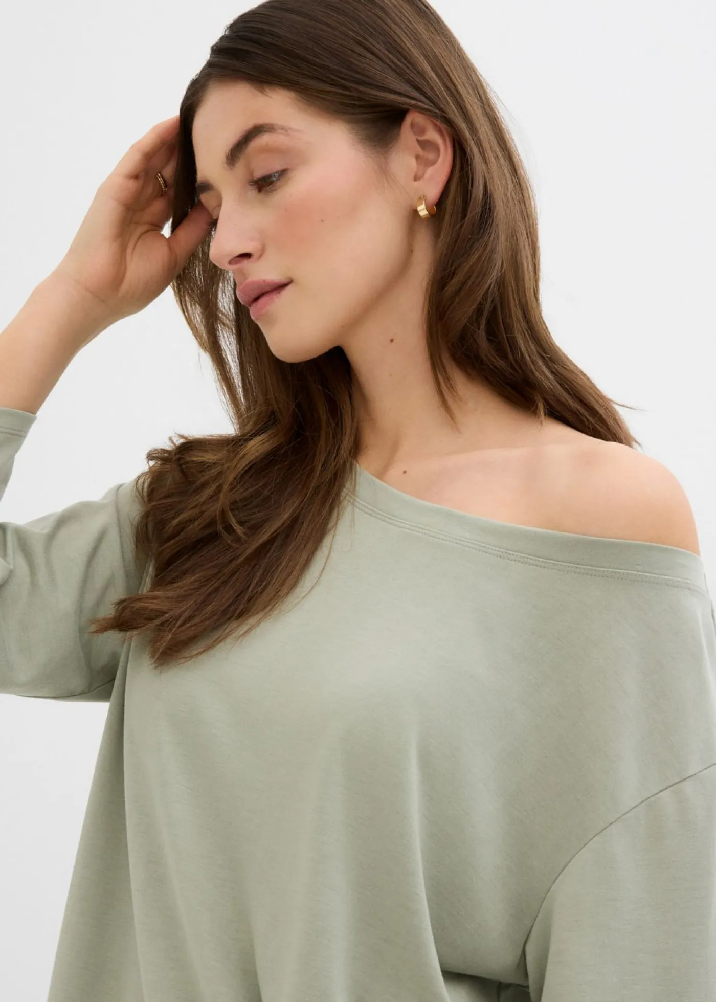 New Camiseta con hombros descubiertos de suave mezcla de modal Mujer Esenciales|Camisetas