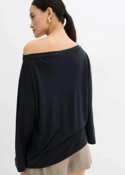 New Camiseta con hombros descubiertos de suave mezcla de modal Mujer Esenciales|Camisetas