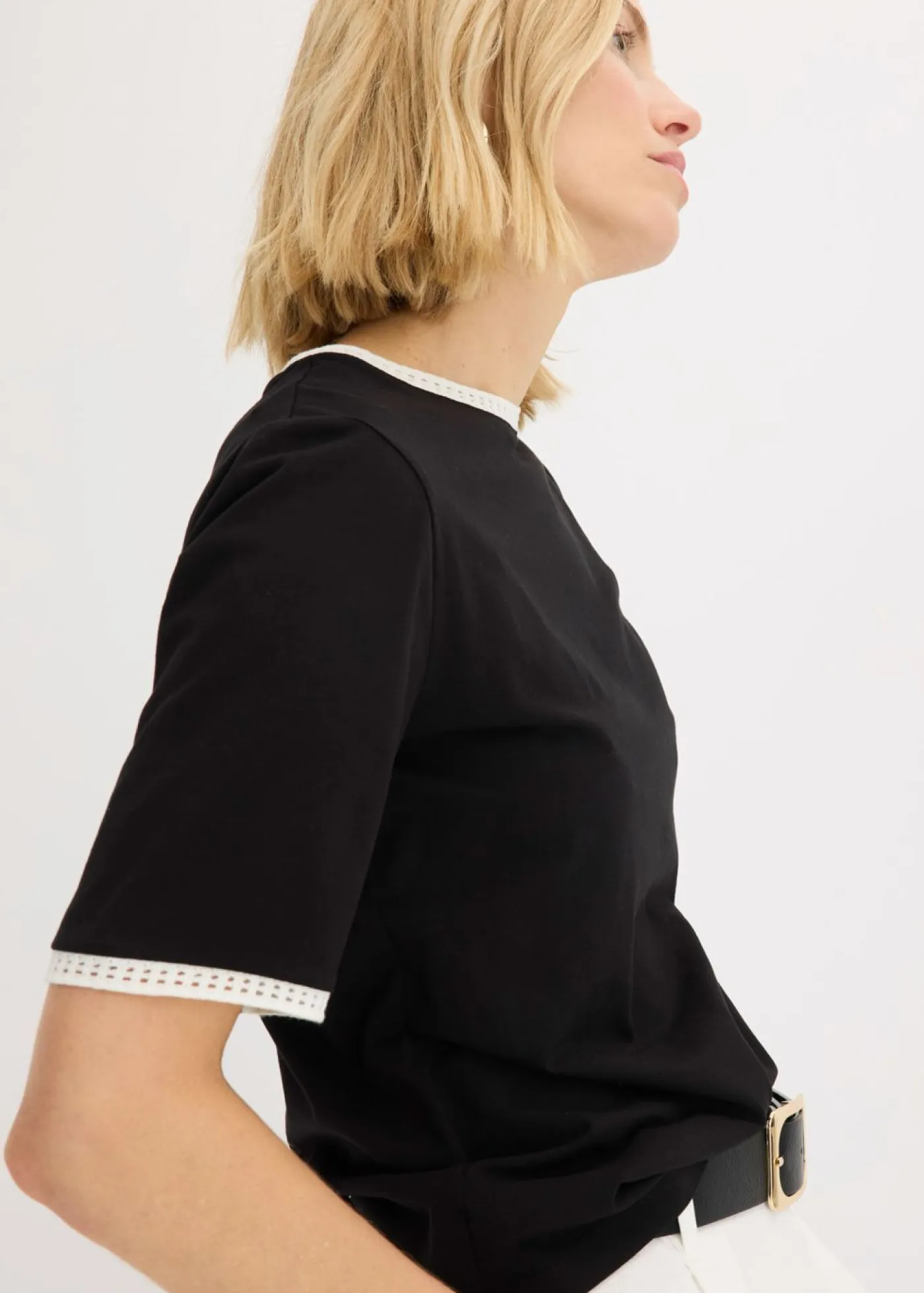 Best Camiseta con ribete de encaje Mujer Camisetas|Novedades