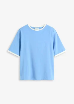 Outlet Camiseta con ribete de encaje Mujer Camisetas|Novedades