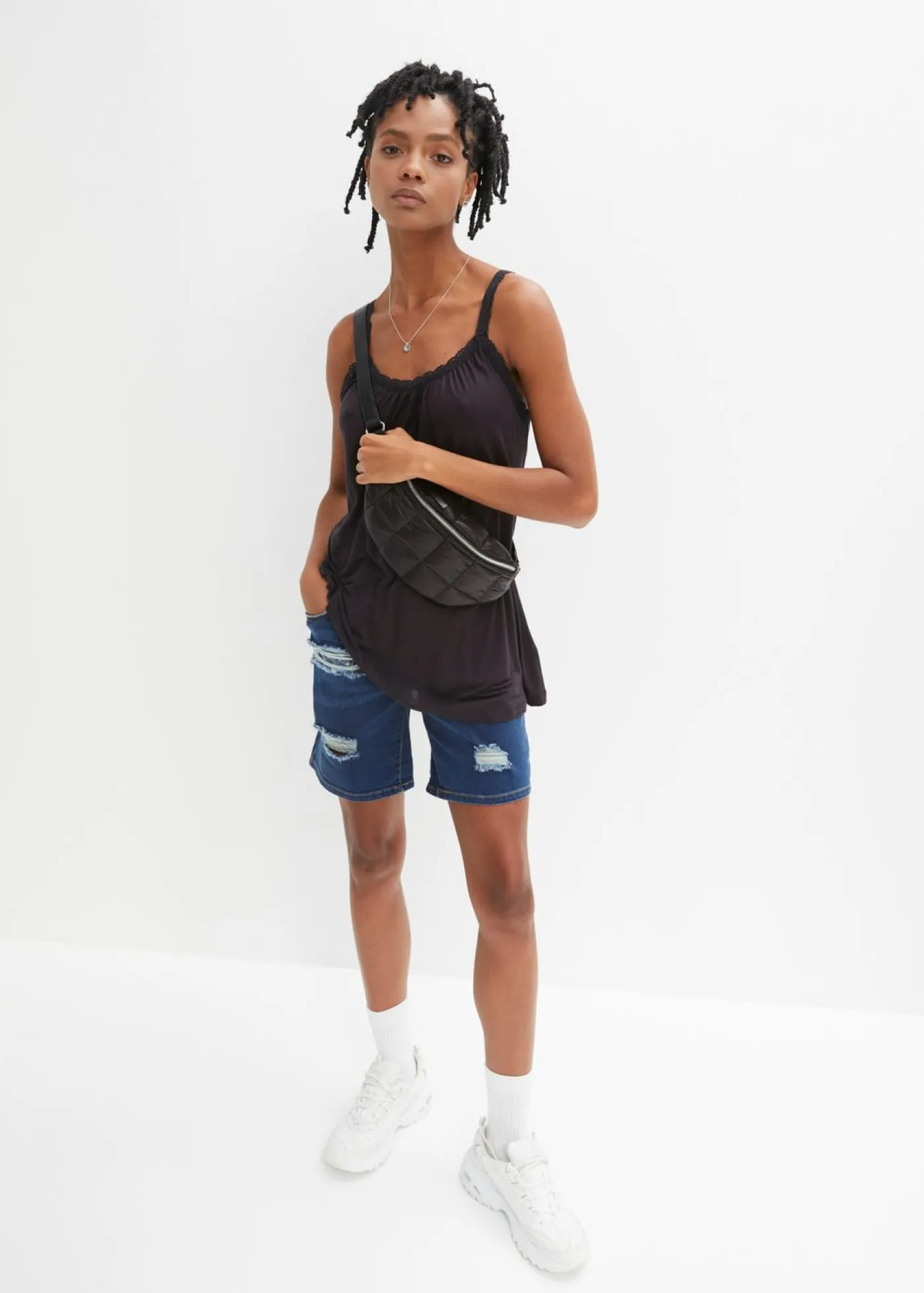 Camiseta con ribete de encaje Mujer Camisetas