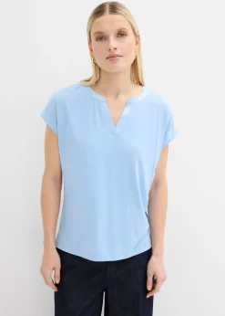 Camiseta con ribete de satén Mujer Camisetas|Novedades