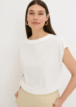 Sale Camiseta con ribete de satén Mujer Camisetas