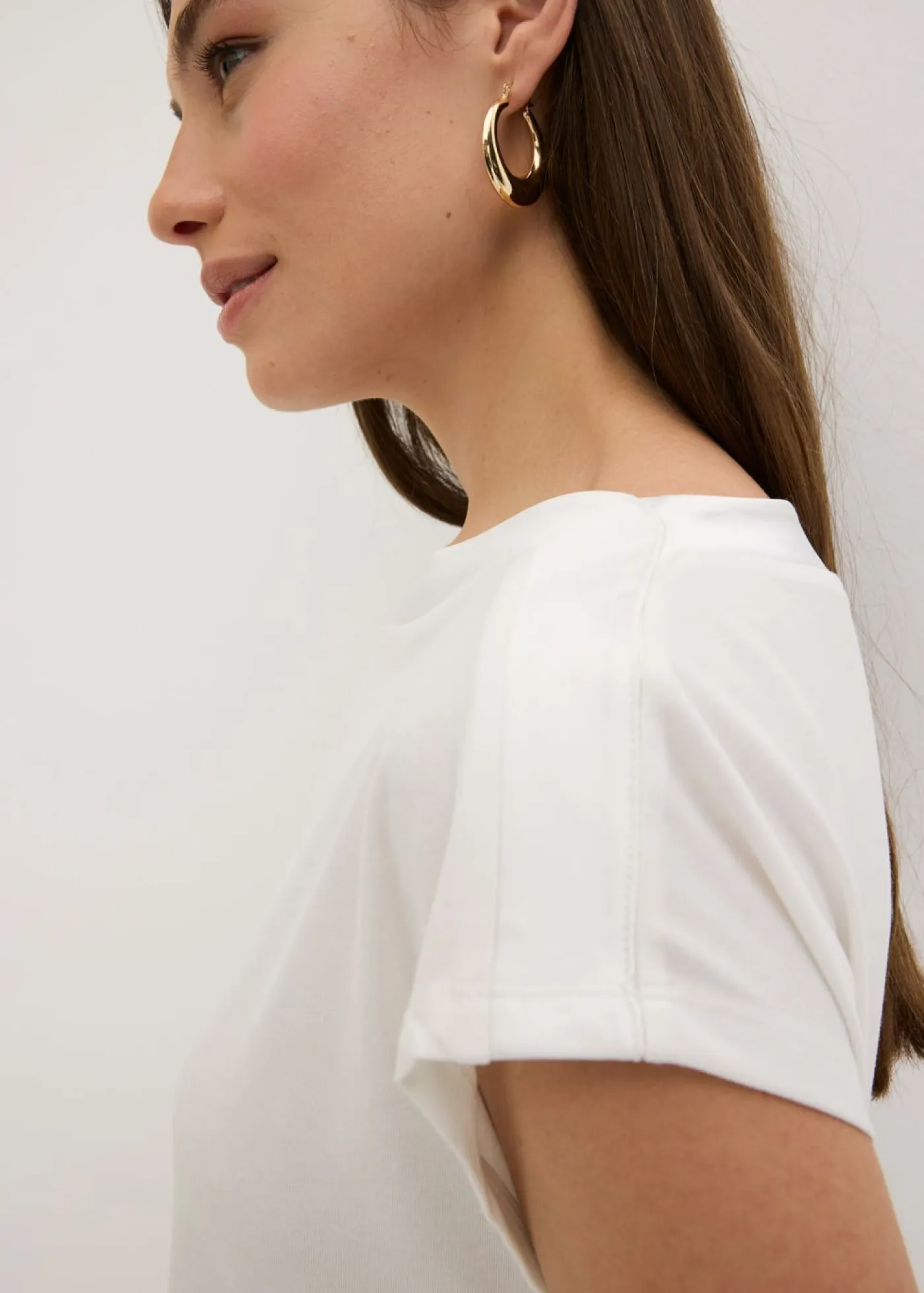 Sale Camiseta con ribete de satén Mujer Camisetas