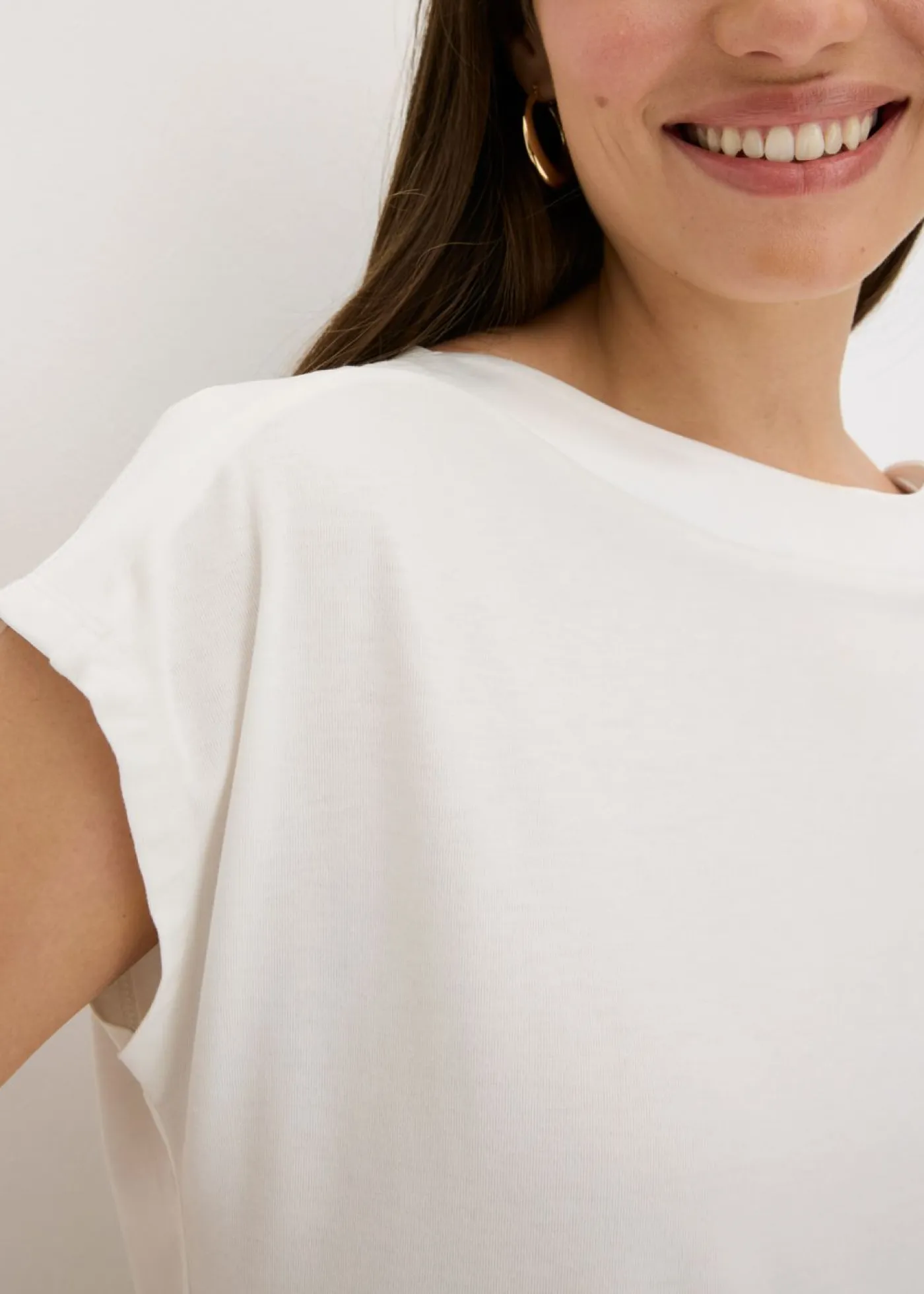 Sale Camiseta con ribete de satén Mujer Camisetas