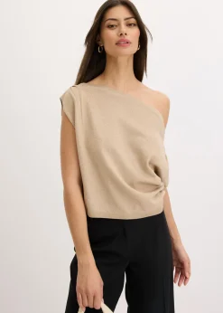 Camiseta con un hombro al descubierto Mujer Camisetas|Ropa De Punto
