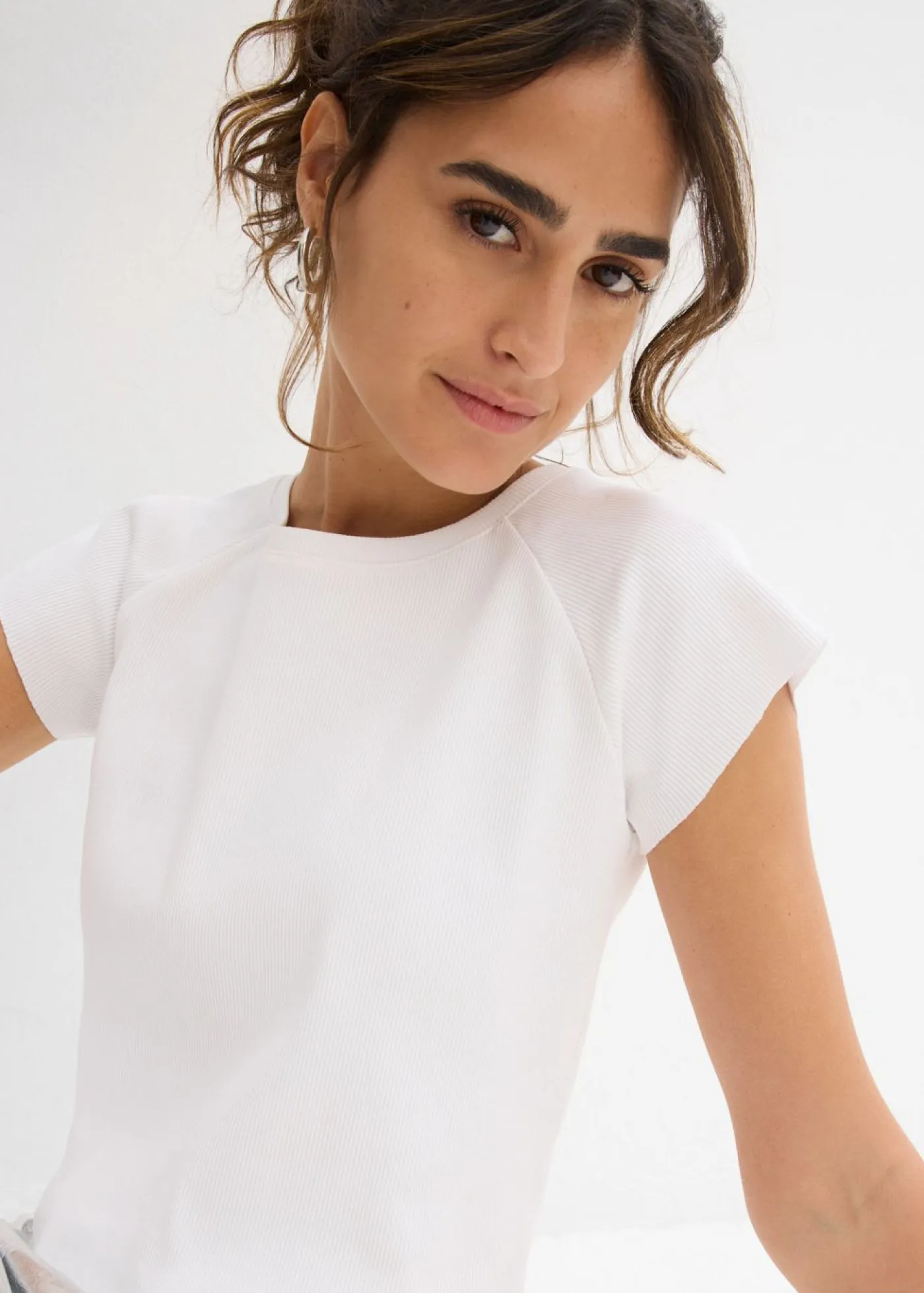 Clearance Camiseta corta de canalé Mujer Camisetas
