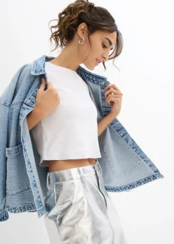 Clearance Camiseta corta de canalé Mujer Camisetas