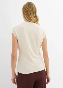 New Camiseta cruzada de mezcla de viscosa fluida Mujer Camisetas