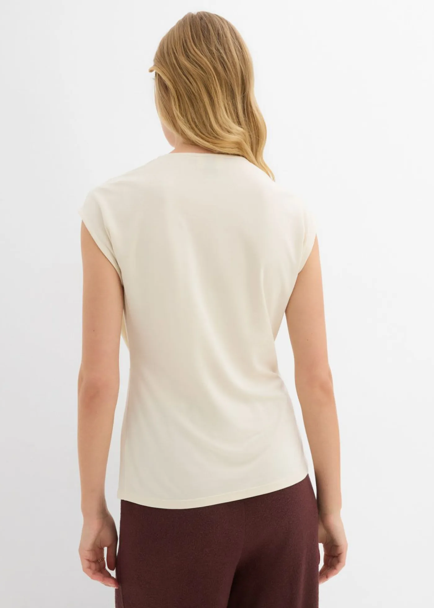 New Camiseta cruzada de mezcla de viscosa fluida Mujer Camisetas