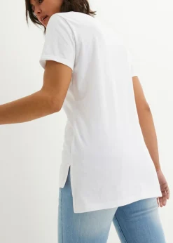Sale Camiseta de algodón con abertura lateral y estampado Mujer Camisetas
