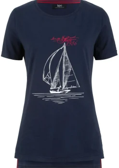 Hot Camiseta de algodón con abertura lateral y estampado Mujer Camisetas