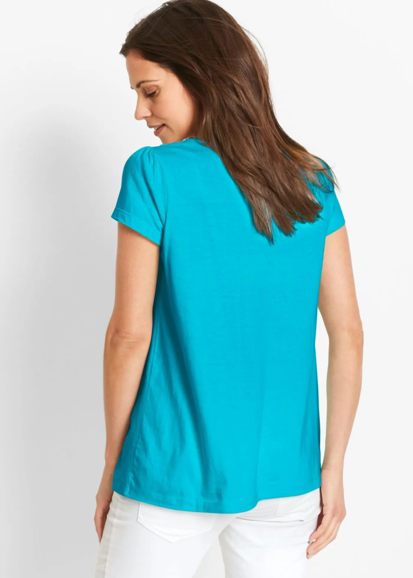 Sale Camiseta de algodón con encaje y manga corta Mujer Camisetas