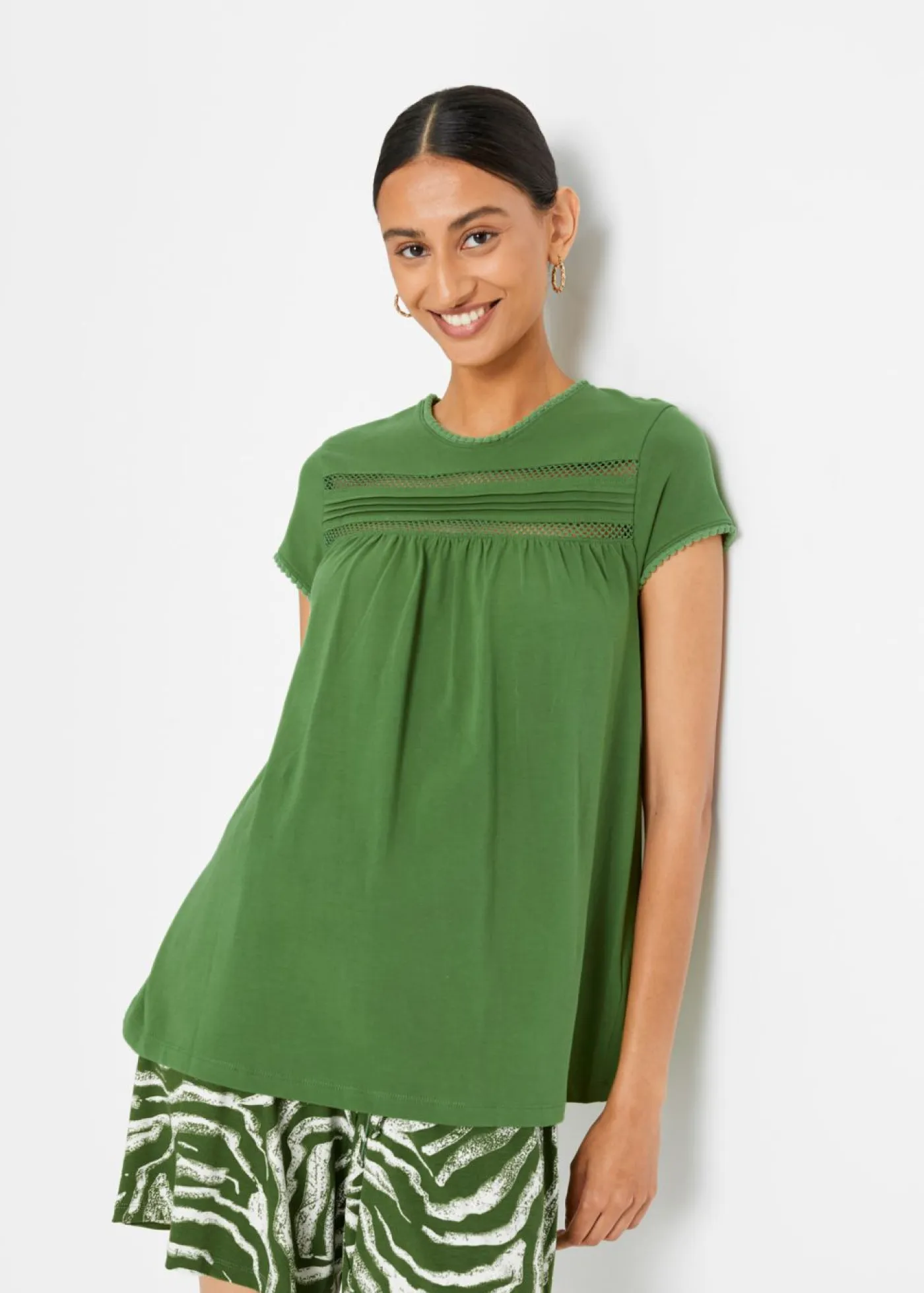 Sale Camiseta de algodón con encaje Mujer Camisetas