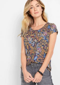 Outlet Camiseta de algodón con estampado y manga corta Mujer Camisetas