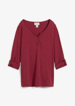 Best Camiseta de algodón orgánico puro con botones Mujer Camisetas