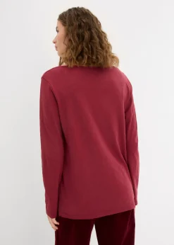 Best Camiseta de algodón orgánico puro con botones Mujer Camisetas