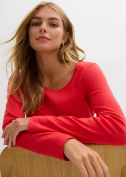 Outlet Camiseta de algodón orgánico puro con manga larga Mujer Básicos|Camisetas