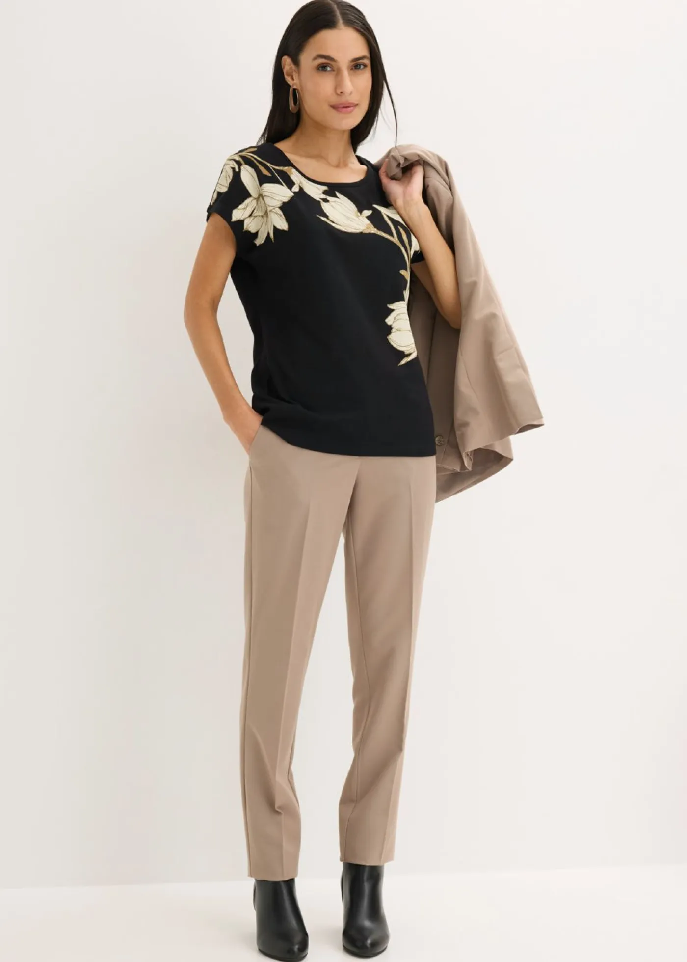 Best Camiseta de algodón orgánico con estampado de flores Mujer Camisetas