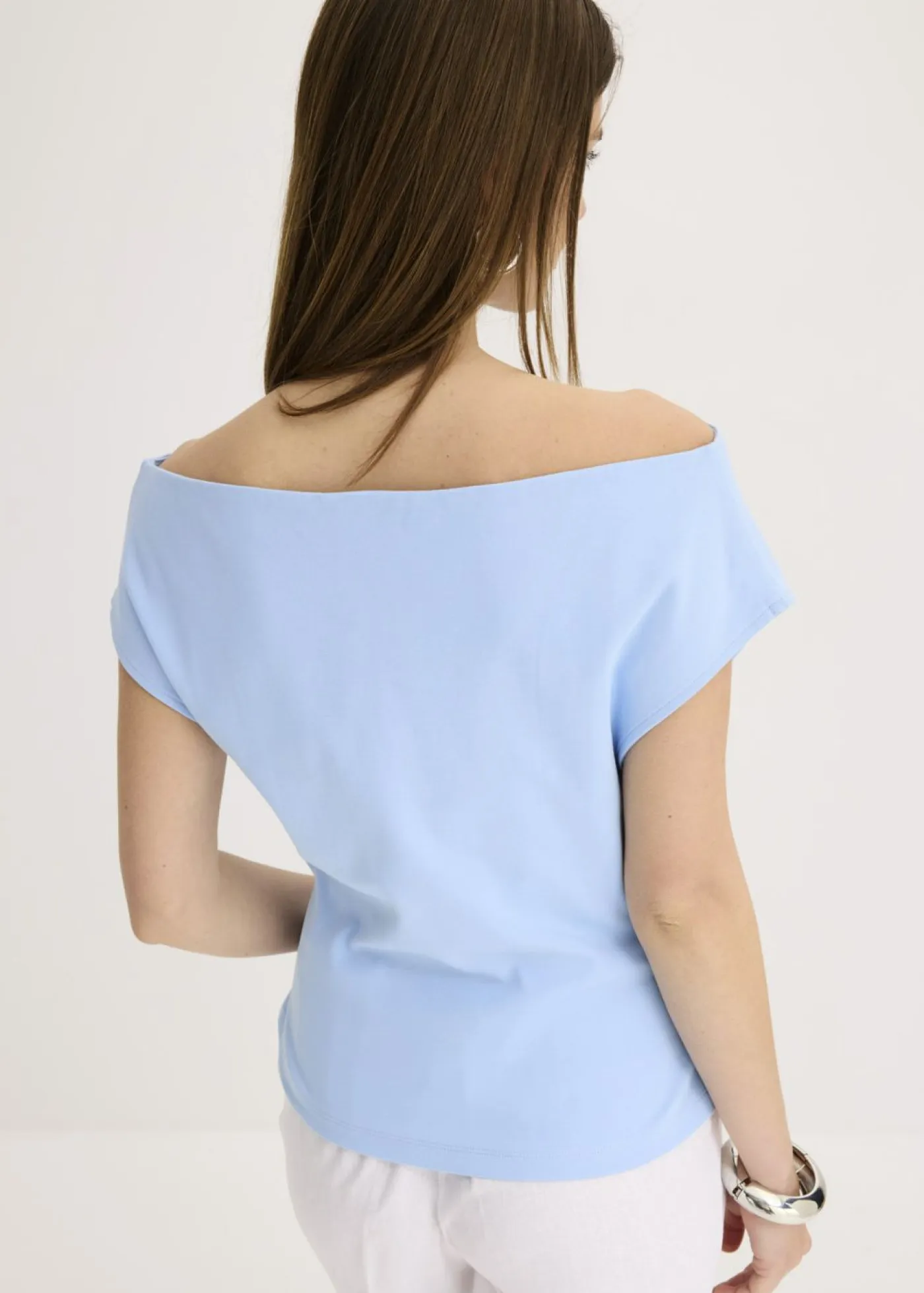 Online Camiseta de algodón orgánico puro con hombros al descubierto Mujer Camisetas