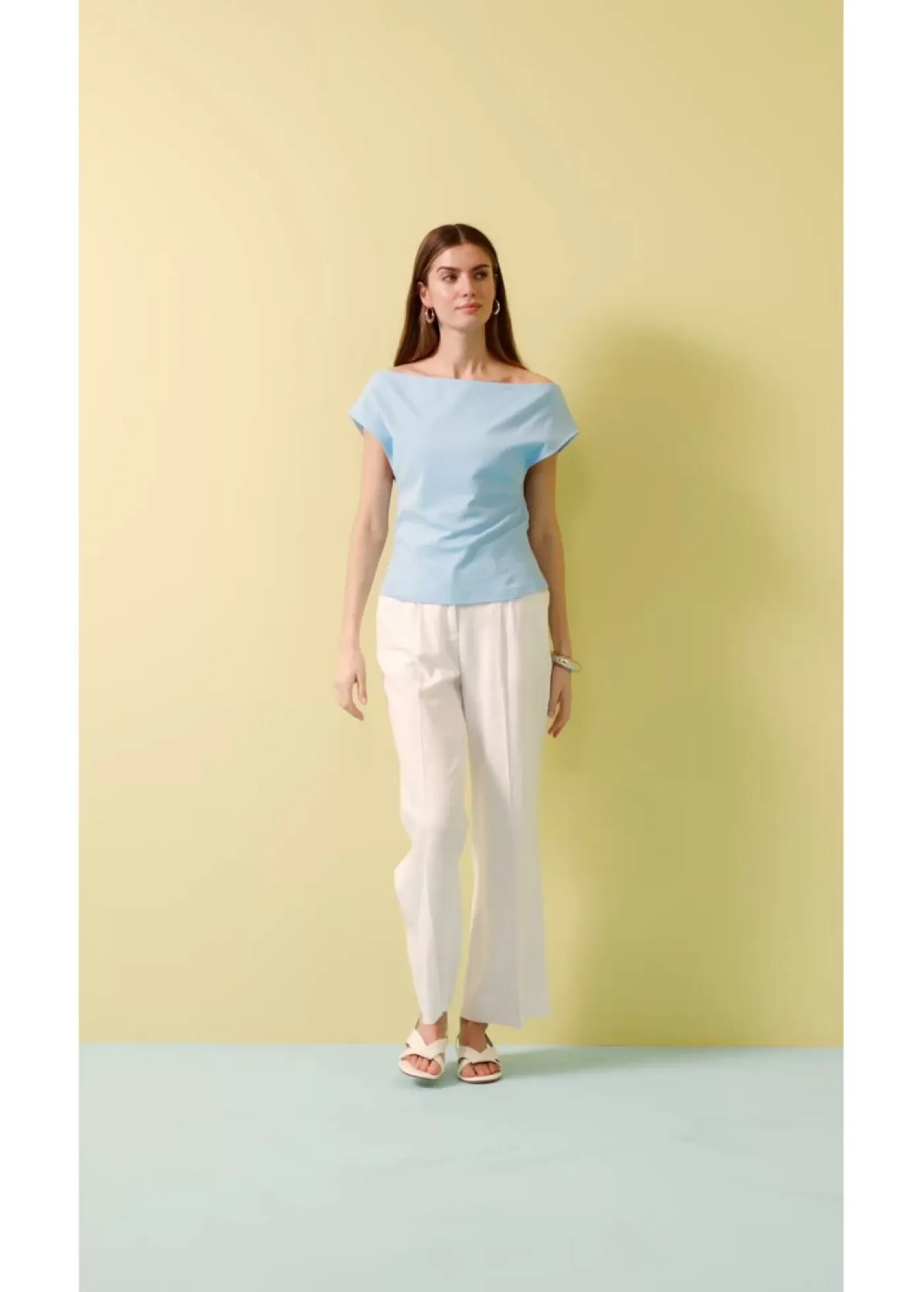 Online Camiseta de algodón orgánico puro con hombros al descubierto Mujer Camisetas