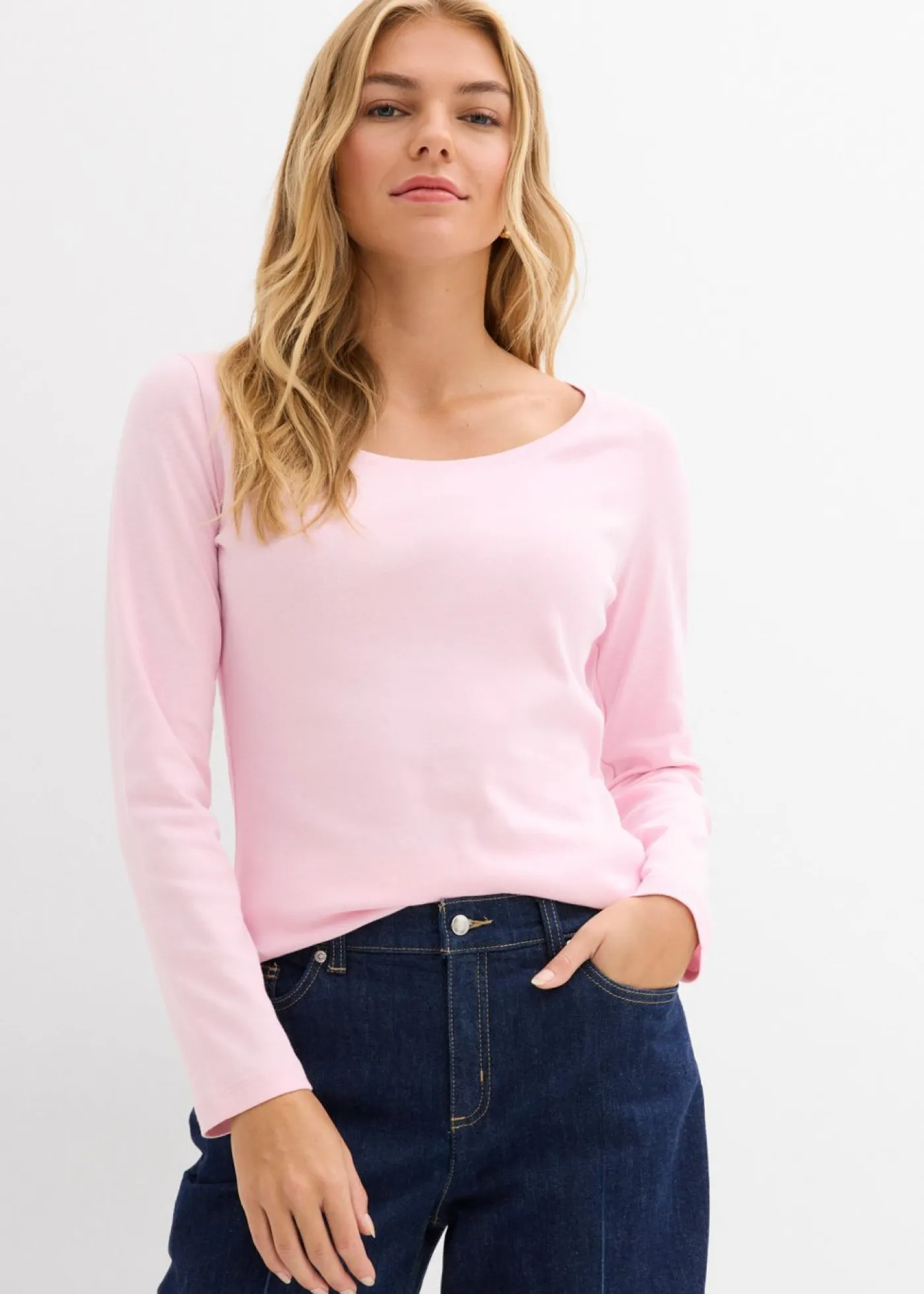 Hot Camiseta de algodón orgánico puro con manga larga Mujer Básicos|Camisetas
