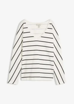 Outlet Camiseta de algodón orgánico puro con manga larga Mujer Camisetas|Novedades