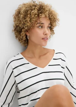 Outlet Camiseta de algodón orgánico puro con manga larga Mujer Camisetas|Novedades