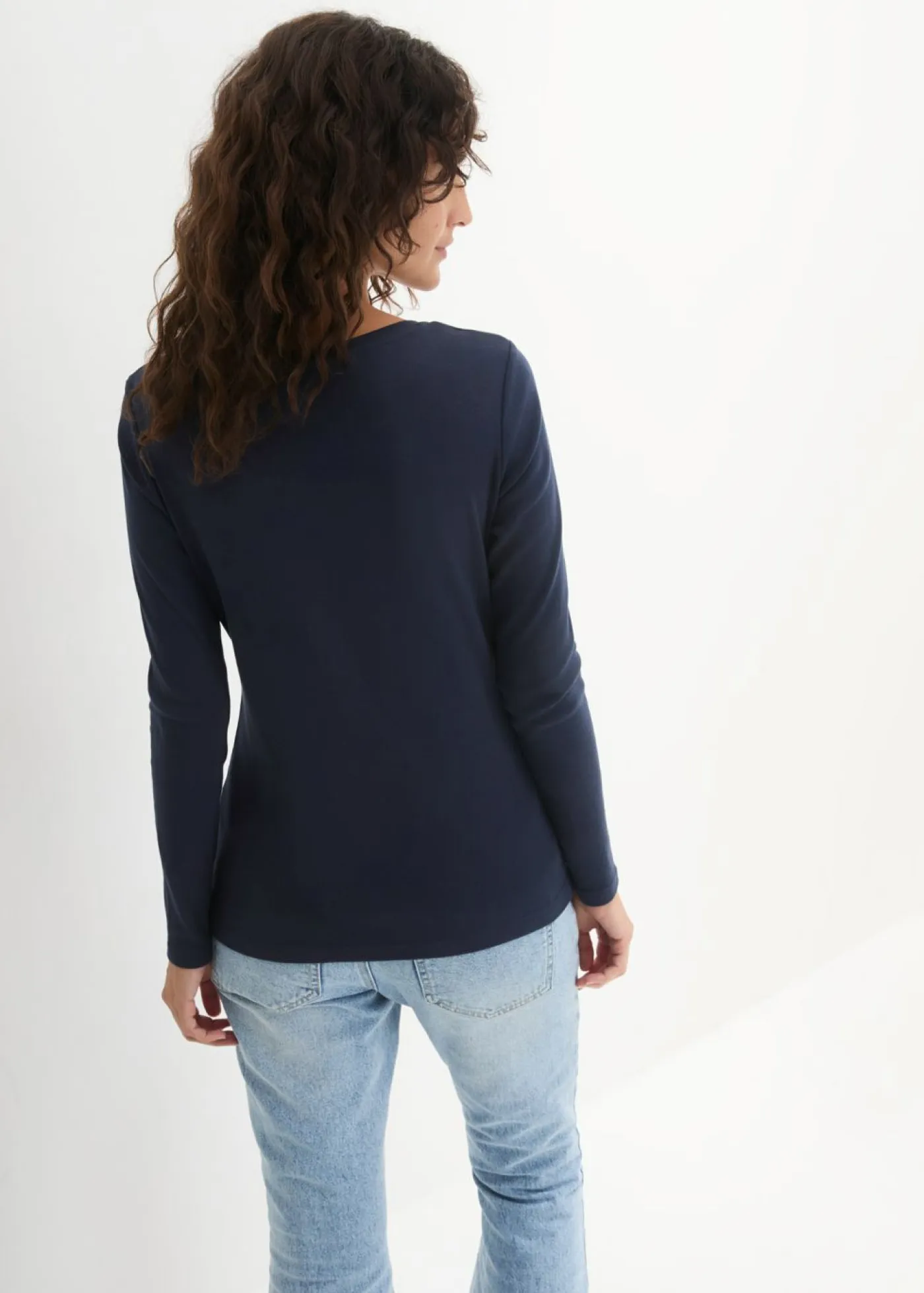 Camiseta de algodón orgánico puro con manga larga Mujer Básicos|Camisetas