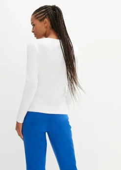 Sale Camiseta de algodón orgánico puro con manga larga Mujer Básicos|Camisetas