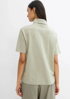 Discount Camiseta de algodón orgánico puro con cuello alto Mujer Esenciales|Camisetas
