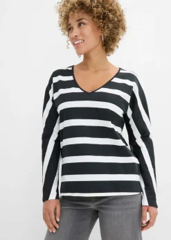 Camiseta de algodón orgánico puro con manga larga Mujer Camisetas|Novedades