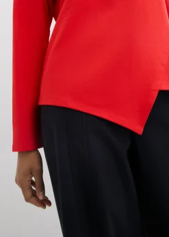 Camiseta de algodón orgánico puro con manga larga Mujer Esenciales|Camisetas
