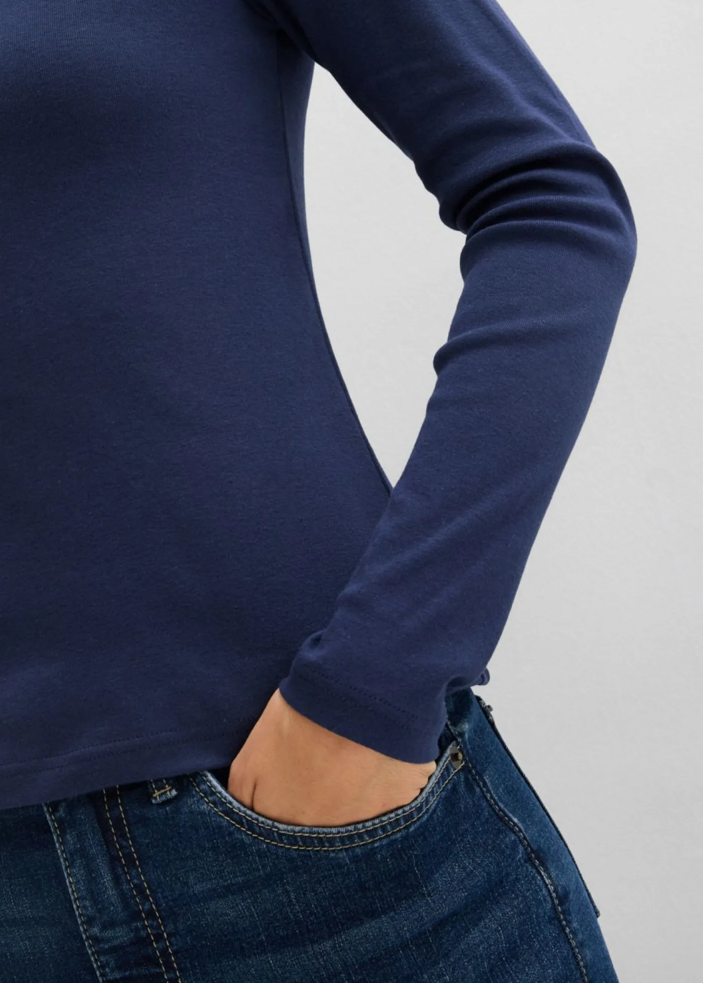 Sale Camiseta de algodón orgánico puro con manga larga Mujer Básicos|Camisetas