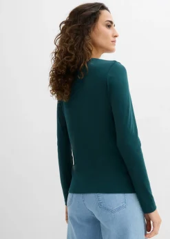Best Camiseta de algodón orgánico puro con manga larga Mujer Básicos|Camisetas