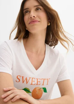Outlet Camiseta de algodón orgánico puro Mujer Camisetas|Novedades