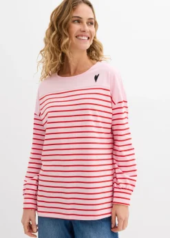 Sale Camiseta de algodón orgánico puro con manga larga Mujer Camisetas