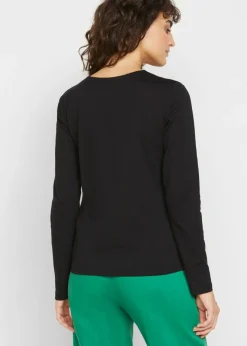 Clearance Camiseta de algodón orgánico puro con manga larga Mujer Básicos|Camisetas