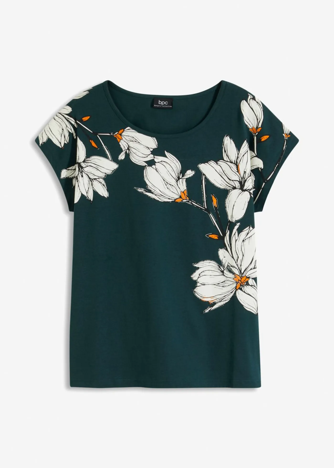 Outlet Camiseta de algodón orgánico con estampado de flores Mujer Camisetas