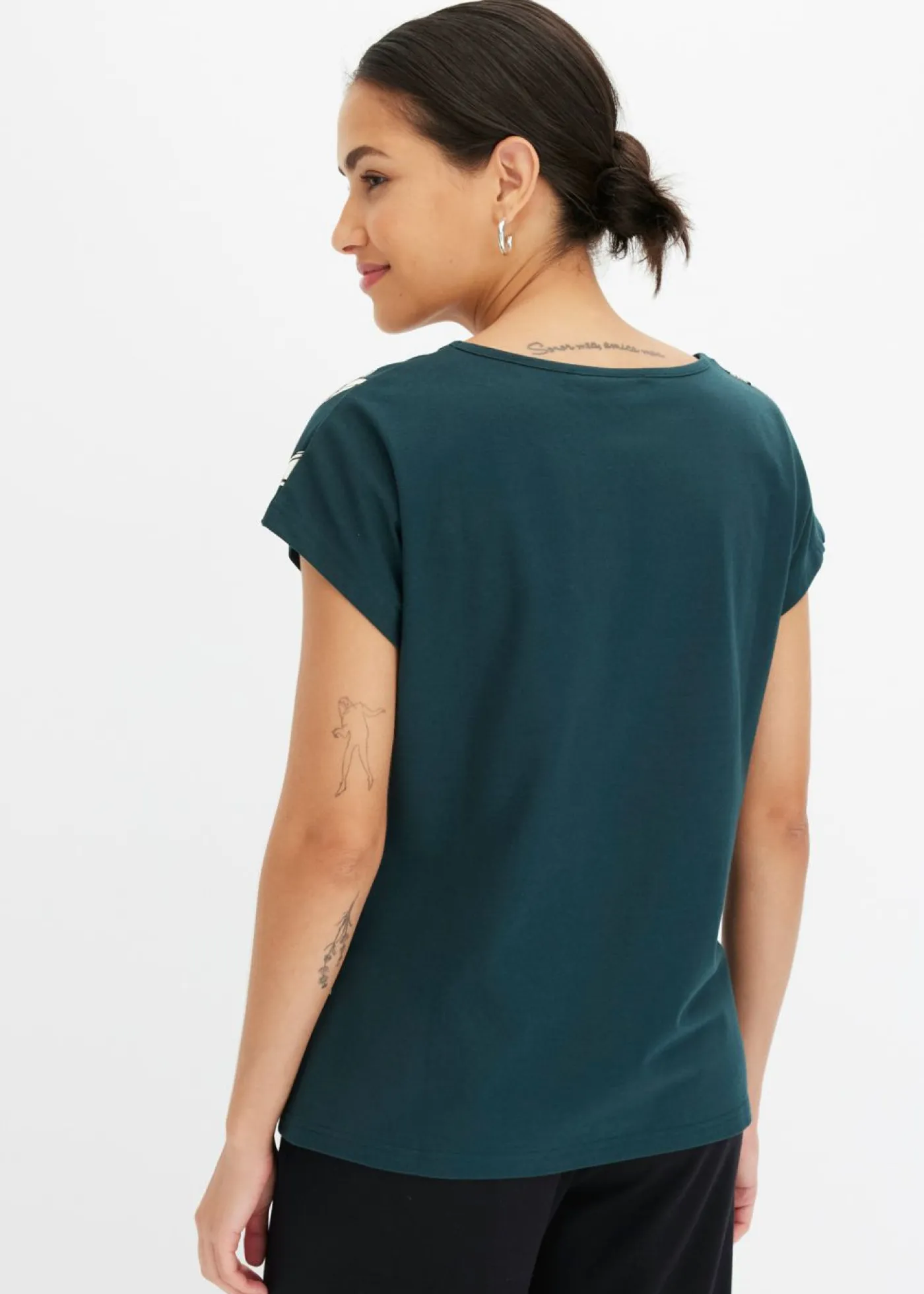 Outlet Camiseta de algodón orgánico con estampado de flores Mujer Camisetas