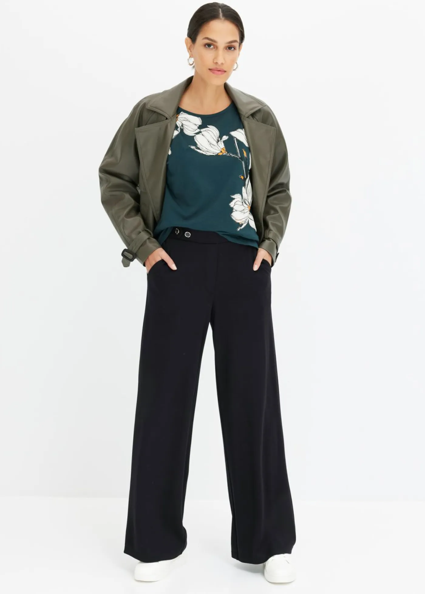Outlet Camiseta de algodón orgánico con estampado de flores Mujer Camisetas