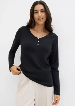 Discount Camiseta de algodón orgánico puro con manga larga Mujer Básicos|Camisetas