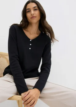 Discount Camiseta de algodón orgánico puro con manga larga Mujer Básicos|Camisetas