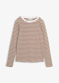 New Camiseta de algodón orgánico puro con manga larga Mujer Básicos|Camisetas