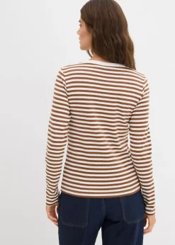 New Camiseta de algodón orgánico puro con manga larga Mujer Básicos|Camisetas