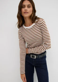 New Camiseta de algodón orgánico puro con manga larga Mujer Básicos|Camisetas